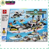 Đồ chơi lắp ghép xếp hình tàu chiến 8 trong 1 với 714 mảnh ghép cho bé