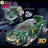 Đồ chơi lắp ghép xếp hình siêu nhân xanh biến hình thành siêu xe đua 2 trong 1 với 435 chi tiết