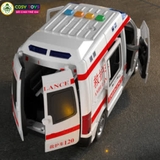 Đồ chơi mô hình xe cứu thương có đèn nháy và nhạc cho bé
