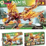 Đồ chơi lắp ghép xếp hình mô hình rồng lửa đỏ và rồng nước xanh ninja với 315 - 319 chi tiết