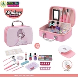 Đồ chơi hộp trang điểm kèm dụng cụ làm đẹp sơn móng, son môi và hơ móng tay...cho bé