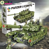 Đồ chơi lắp ghép xếp hình xe tăng quân sự mẫu lớn cùng 8 mẫu xe nhỏ với hơn 1190 chi tiết