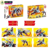 Đồ chơi lắp ghép xếp hình khủng long robot Super Mecha biến hình 2 trong 1 thành phi thuyền với 422 chi tiết