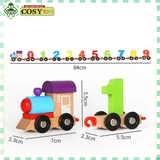 Đồ chơi đoàn tàu số học bằng gỗ cho bé học toán thông minh và khám phá chuyển động của bánh xe