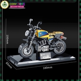 Đồ chơi lắp ghép xếp hình xe moto vàng đen với 187 mảnh ghép cho bé