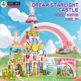 Đồ chơi lắp ghép xếp hình lâu đài ánh sao màu hồng công chúa với 347 chi tiết