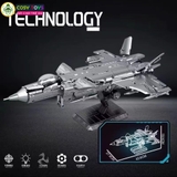 Đồ chơi lắp ghép xếp hình máy bay tiêm kích vũ trang màu đen cực đẹp kèm giá đỡ với 660 mảnh ghép