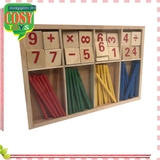 Bộ đồ chơi toán học kèm que tình và chữ số bằng gỗ an toàn cho bé