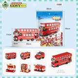 Bộ xếp hình lắp ghép 1000 chi tiết xe bus hai tầng 6 trong 1 với nhiều chi tiết, mẫu ghép khác nhau cho bé