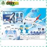 Máy bay điều khiển từ xa 4 chiều, kèm phi hành đoàn, có đèn và nhạc khi chơi cho bé