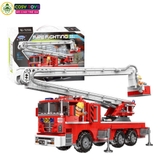Đồ chơi lắp ghép xếp hình xe cứu hỏa cỡ lớn cầu thang cứu hộ với 751 mảnh ghép