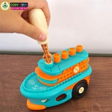 Đồ chơi mô hình 4 trong 1 gồm xe ô tô, tàu hỏa, xe máy bay, xe máy cày có thể tháo lắp được cho bé