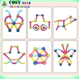 Bộ đồ chơi xếp hình nam châm, ghép hình nam châm dạng que, đầy đủ chi tiết, làm bằng chất liệu nhựa nguyên sinh ABS cao cấp, an toàn cho bé