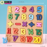 Đồ chơi bảng số từ 1 đến 20 và bảng chữ cái alphane bằng gỗ kích thích sáng tạo và tư duy cho bé