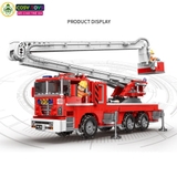Đồ chơi lắp ghép xếp hình xe cứu hỏa cỡ lớn cầu thang cứu hộ với 751 mảnh ghép