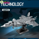 Đồ chơi lắp ghép xếp hình máy bay tiêm kích vũ trang màu đen cực đẹp kèm giá đỡ với 660 mảnh ghép