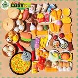 Bộ đồ chơi hấp bánh ẩm thực với nhiều món ăn: bánh bao, há cảo, bánh kem, shusi... với 88 chi tiết cùng phụ kiện cho bé