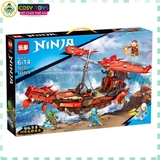 Đồ chơi lắp ghép xếp hình lắp mô hình thuyền rồng ninjagô hai cánh buồm với 845 chi tiết