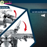 Đồ chơi lắp ghép xếp hình máy bay tiêm kích vũ trang màu đen cực đẹp kèm giá đỡ với 660 mảnh ghép