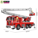 Đồ chơi lắp ghép xếp hình xe cứu hỏa cỡ lớn cầu thang cứu hộ với 751 mảnh ghép