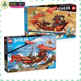 Đồ chơi lắp ghép xếp hình lắp mô hình thuyền rồng ninjagô hai cánh buồm với 845 chi tiết