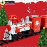 Đồ chơi đoàn Tàu lửa chạy trên đường ray, chạy pin có âm thanh và đèn cho bé