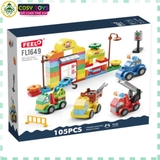 Đồ chơi lắp ghép xếp hình lắp ráp đa năng trạm xăng dầu cao cấp với 105 chi tiết