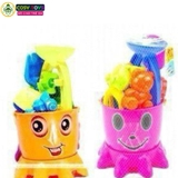 Đồ chơi xô xúc cát đi biển bạch tuộc xẻng, cào cát, khuôn đúc cát hình cua, cá..và guồng xoay cát cho bé