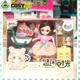 Đồ chơi búp bê thú cưng có xe đẩy, các con thú nuôi và balo cho bé