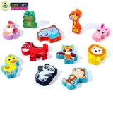 Đồ chơi gỗ Montessori đa năng 7 trong 1 gồm chữ cái, số, hình khối, câu cá...trí tuệ cho bé