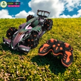 Đồ chơi xe thể thao bánh xoắn stunt spray điều khiển từ xa có phun khói và điều khiển cử chỉ tay cho bé