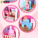 Đồ chơi lắp ghép ngôi nhà villa búp bê hai tầng với đầy đủ vật dụng, đồ dùng cho bé