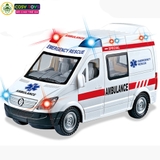 Đồ chơi mô hình xe cứu thương có đèn nháy và nhạc cho bé