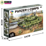 Đồ chơi lắp ghép xếp hình xe tăng quân sự mẫu lớn cùng 8 mẫu xe nhỏ với hơn 1190 chi tiết