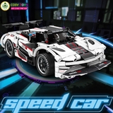 Đồ chơi xếp hình lắp ghép mô hình xe thể thao F1 cao cấp mẫu mới màu trắng có động cơ điều khiển từ xa với 310 chi tiết cho bé