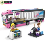 Đồ chơi lắp ghép xếp hình mô hình xe bus hòa nhạc di động Girl Club với 629 mảnh ghép