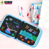 Sổ vẽ viết tự xóa chất liệu Graffiti phát sáng có tặng kèm bút và giấy lau (10 trang + 6 bút màu)