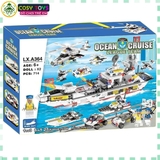 Đồ chơi lắp ghép xếp hình tàu chiến 8 trong 1 với 714 mảnh ghép cho bé