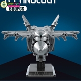 Đồ chơi lắp ghép xếp hình máy bay tiêm kích vũ trang màu đen cực đẹp kèm giá đỡ với 660 mảnh ghép