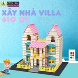 Đồ chơi xây nhà biệt thự mini bằng gạch và sơn màu với 160 chi tiết cho bé