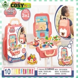 Đồ chơi vali nấu ăn 3 trong 1 kèm dụng cụ làm bếp và đất nặn 10 màu sắc nổi bật cho bé