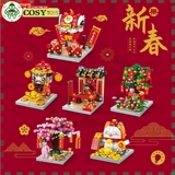 Đồ chơi lắp ghép xếp hình cây đào quất ngày tết với 163 chi tiết cho bé