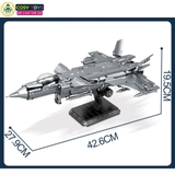 Đồ chơi lắp ghép xếp hình máy bay tiêm kích vũ trang màu đen cực đẹp kèm giá đỡ với 660 mảnh ghép