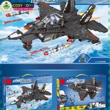 Đồ chơi lắp ghép xếp hình máy bay tiêm kích phản lực màu đen cao cấp với 353 mảnh ghép