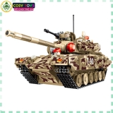 Đồ chơi lắp ghép xếp hình xe tăng quân sự với hơn 954 chi tiết