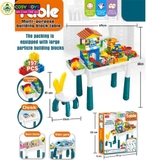 Đồ chơi bàn xếp hình lắp ghép sáng tạo đa năng với 197 chi tiết kèm ghế ngồi cho bé