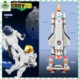 Đồ chơi lắp ghép xếp hình trạm phóng tàu vũ trụ, tàu không gian mới gồm: tàu không gian, tàu thám hiểm và phi hành gia, với hơn 600 chi tiết-mẫu tàu to và đẹp