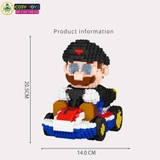 Đồ chơi lắp ghép xếp hình mario đỏ đen cưỡi xe oto với 4700 chi tiết