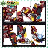 Đồ chơi lắp ghép  xếp hình Iron Man Hulk đỏ cao cấp 12 trong 1 với 575 mảnh ghép
