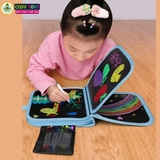 Sổ vẽ viết tự xóa chất liệu Graffiti phát sáng có tặng kèm bút và giấy lau (10 trang + 6 bút màu)